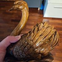 Cigno in legno massiccio, 2kg, verniciato a lucido