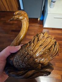 Cigno in legno massiccio, 2kg, verniciato a lucido