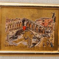 Opera artistica su lastrina cornicie certificato