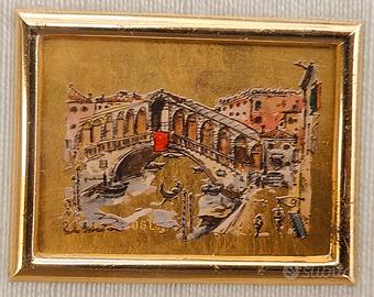 Opera artistica su lastrina cornicie certificato