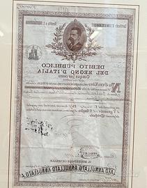 Certificato Debito Pubblico Regno d’Italia 1889