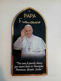 Targa in legno Papa Francesco