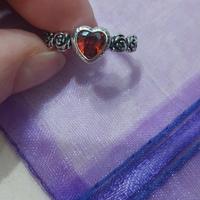 anello cuore rosso argento 
