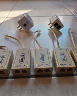 Lotto n. 5 filtri ADSL RJ11 TIM e n. 2 tripolari