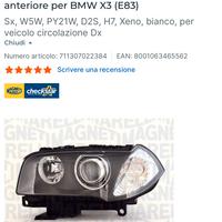Faro anteriore sinistro (lato guida) BMW X3 (E83)