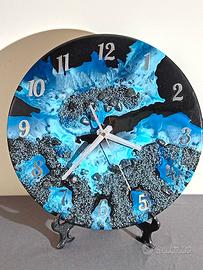 Orologi da parete fatto a mano nero/blu 35 sm.