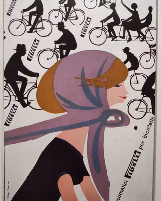 Targa insegna smaltata Pirelli Lora Lamm bici