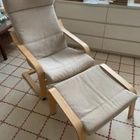 Poltrona e poggiapiedi in tessuto Poang