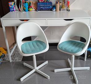 ALEX Scrivania, bianco, 132x58 cm + 2 sedie