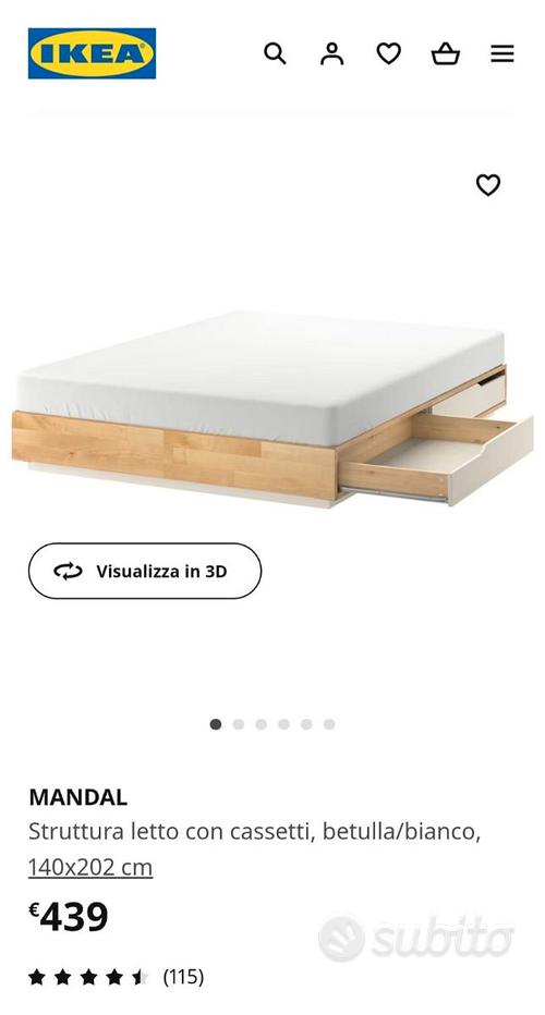 MANDAL Struttura letto con cassetti, betulla, bianco, 90x200 cm - IKEA  Italia