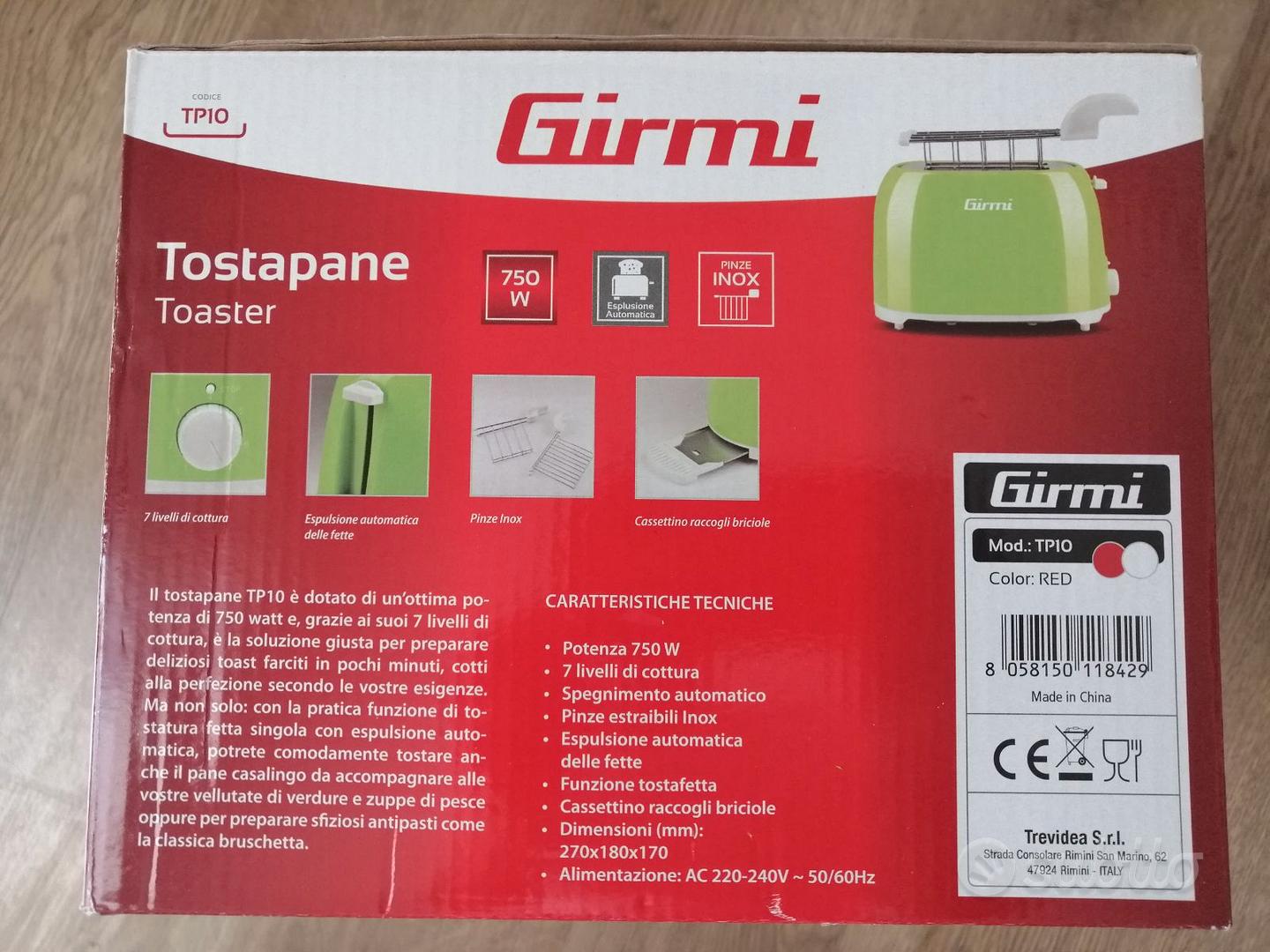 GIRMI TP10 750W Toaster User Guide
