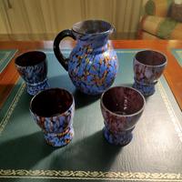 Set Garaffa e 4 bicchieri in vetro Murano anni 60