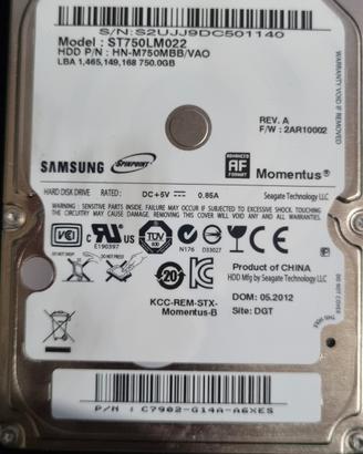 hard disk Samsung 2,5 da 750 gb 