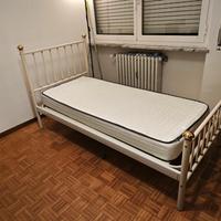 Letto Singolo Bianco + Rete a Doghe + Materasso