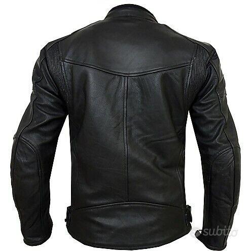 Giacca Moto Cafe Racer Vintage Uomo In Vera Pelle Invecchiata - Nero, X-Small