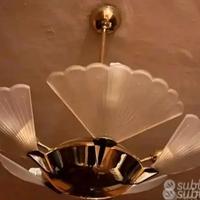 Lampadario  in vetro con forme a ventaglio