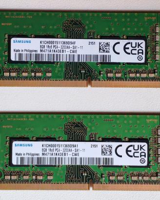 2x8GB Ram Samsung DDR4 PC4-3200 Sodimm (tot. 16GB)