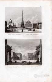 2 Stampe Antiche Originali audot 1837 Catania e Si