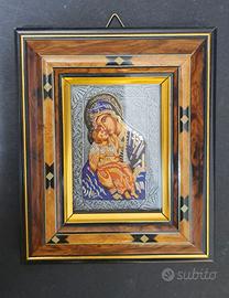 Quadretto Icona Bizantina Madonna e Gesù Bambino