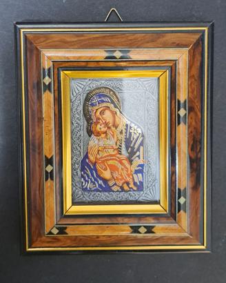 Quadretto Icona Bizantina Madonna e Gesù Bambino