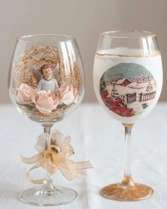 coppia calici decorati a mano