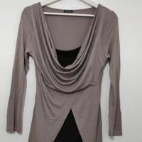 Maglia manica lunga beige nero
