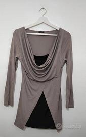 Maglia manica lunga beige nero