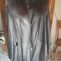 cappotto nero in pelle tg 48