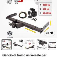 Gancio traino universale regolabile