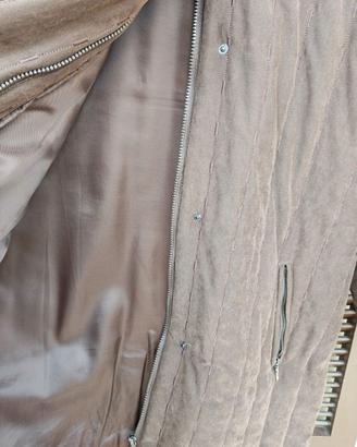Giacca marrone in finta pelle con zip