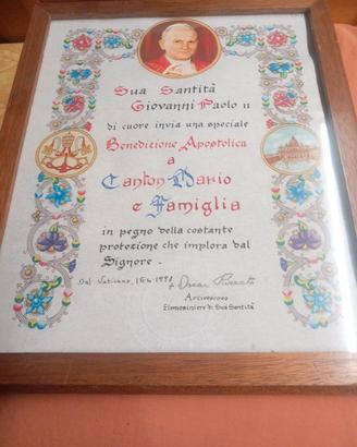 Benedizione Apostolica originale di Papa Giovanni 