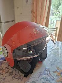 Coppia di caschi jet AL Helmets rossi con visiera