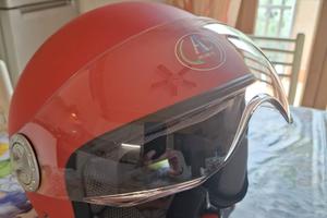 Coppia di caschi jet AL Helmets rossi con visiera