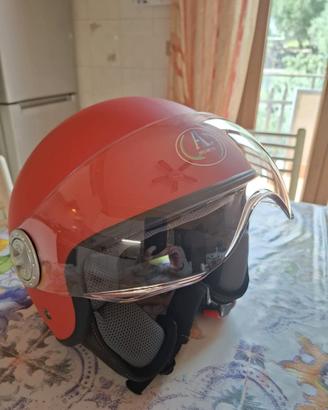 Coppia di caschi jet AL Helmets rossi con visiera