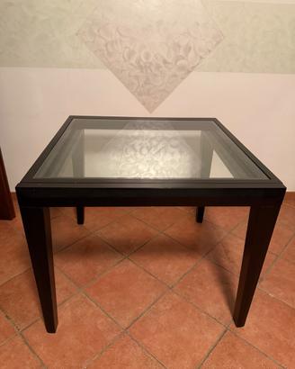 Tavolo allungabile in legno e cristallo