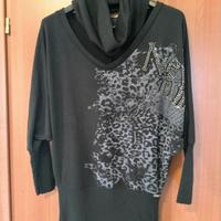 Maglione nero a collo alto removibile Coconuda 
