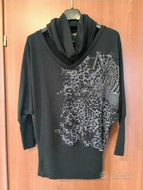 Maglione nero a collo alto removibile Coconuda 