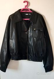 Giubbotto ecopelle nero-stile Bomber Biker–Donna