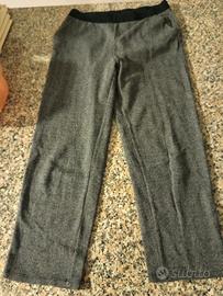 pantaloni donna spina pesce grigio elastico dritto