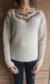 Maglia rosa antico/beige, mohair, Made in Italy, S