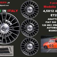 Cerchi grifo nero4,5x 12 4x190 fiat 500 l f r