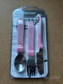 Set Posate Educative Twistshake Rosa 12+ mesi Nuov