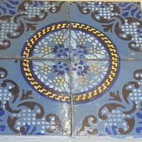 Pannello di 4 mattonelle-riggiole- in Maiolica Del