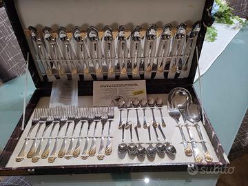 servizio posate da dodici acciaio oro