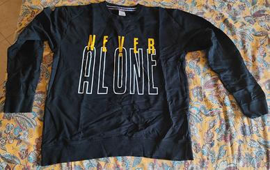 Felpa uomo OLD SEAMS nera scritta Never Alone
