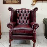 Nuova poltrona chesterfield Queen Anne bordeaux 