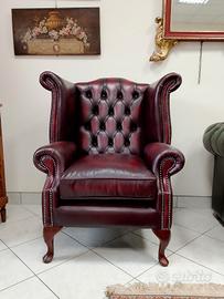 Nuova poltrona chesterfield Queen Anne bordeaux 