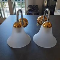 Coppia appliques in vetro satinato bianco