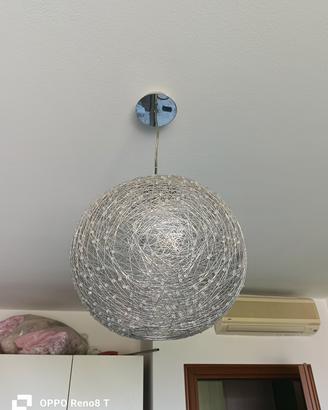 set 2 lampadari tondi in alluminio intrecciato 