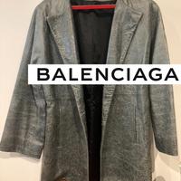 Balenciaga cappotto donna in pelle color Jeans
